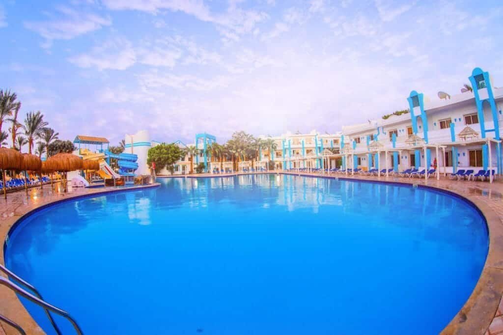Pool at a holiday resort in Hurghada, Egypt.